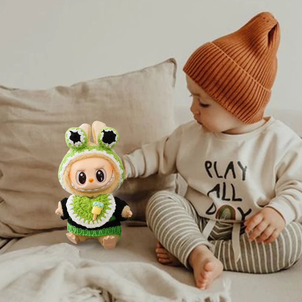 17cm Cute Mini Plush Doll's Clothes Outfit Accessories For Korea Kpop Exo Labubu V1 V2 Idol Doll Sitting Party Clothing DIY Gift