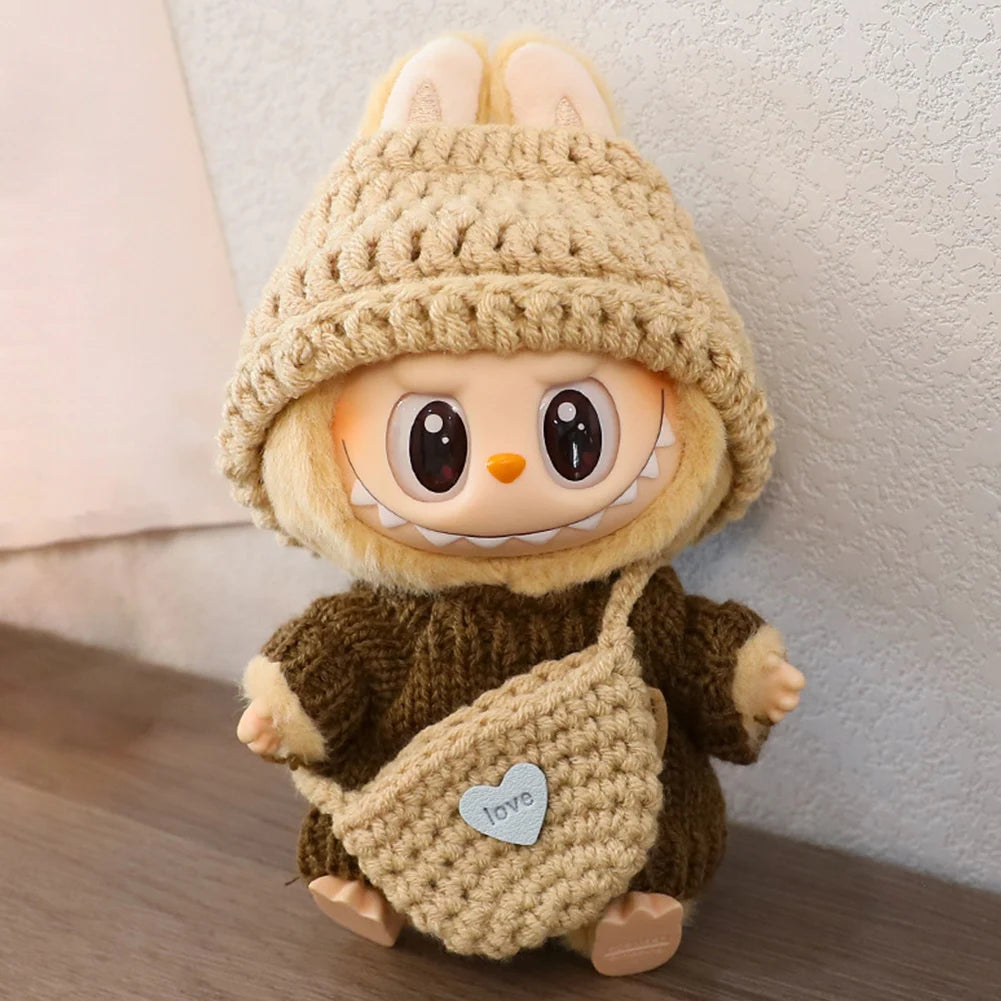 17cm Cute Mini Plush Doll's Clothes Outfit Accessories For Korea Kpop Exo Labubu V1 V2 Idol Doll Sitting Party Clothing DIY Gift