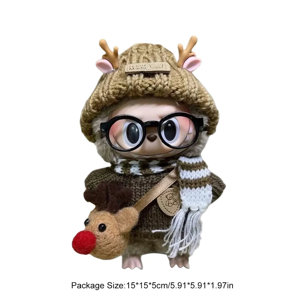 17cm Mini Plush Doll'S Clothes Outfit Accessories For Korea Kpop Exo Labubu Idol V1 V2 Sweater Headband Set Clothing Gift