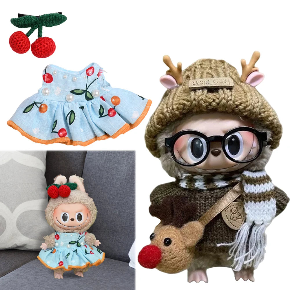17cm Mini Plush Doll'S Clothes Outfit Accessories For Korea Kpop Exo Labubu Idol V1 V2 Sweater Headband Set Clothing Gift
