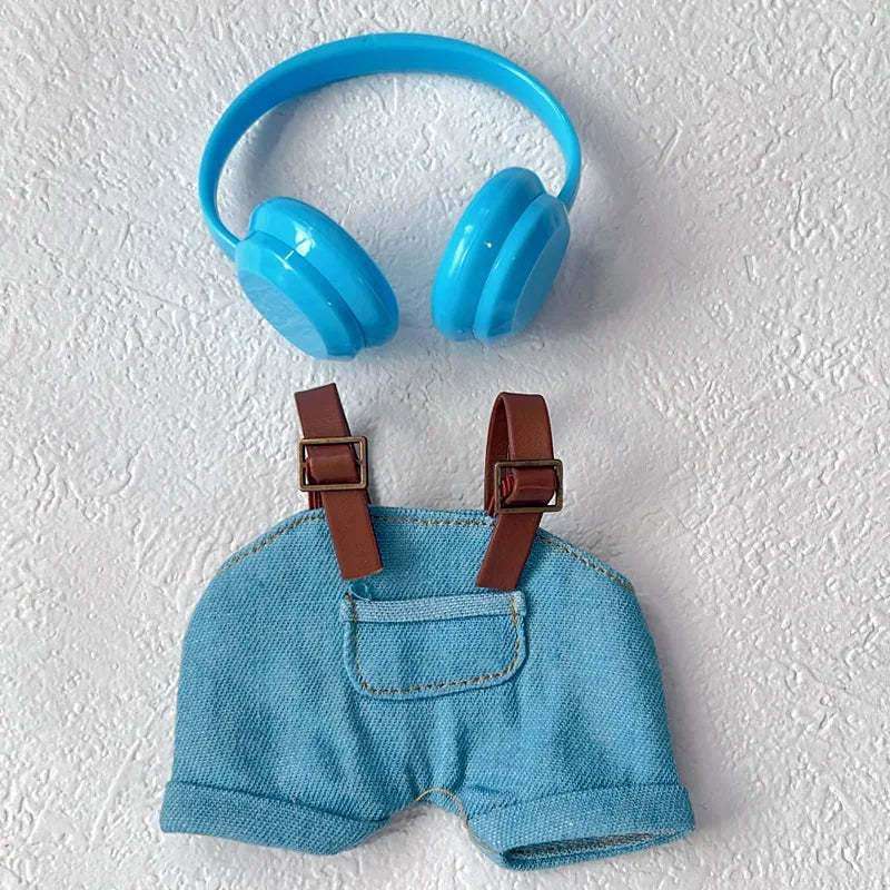 17cm Mini Plush Doll'S Clothes Outfit Accessories For Korea Kpop Exo Labubu Idol Dolls Macaron overalls Clothing Gift