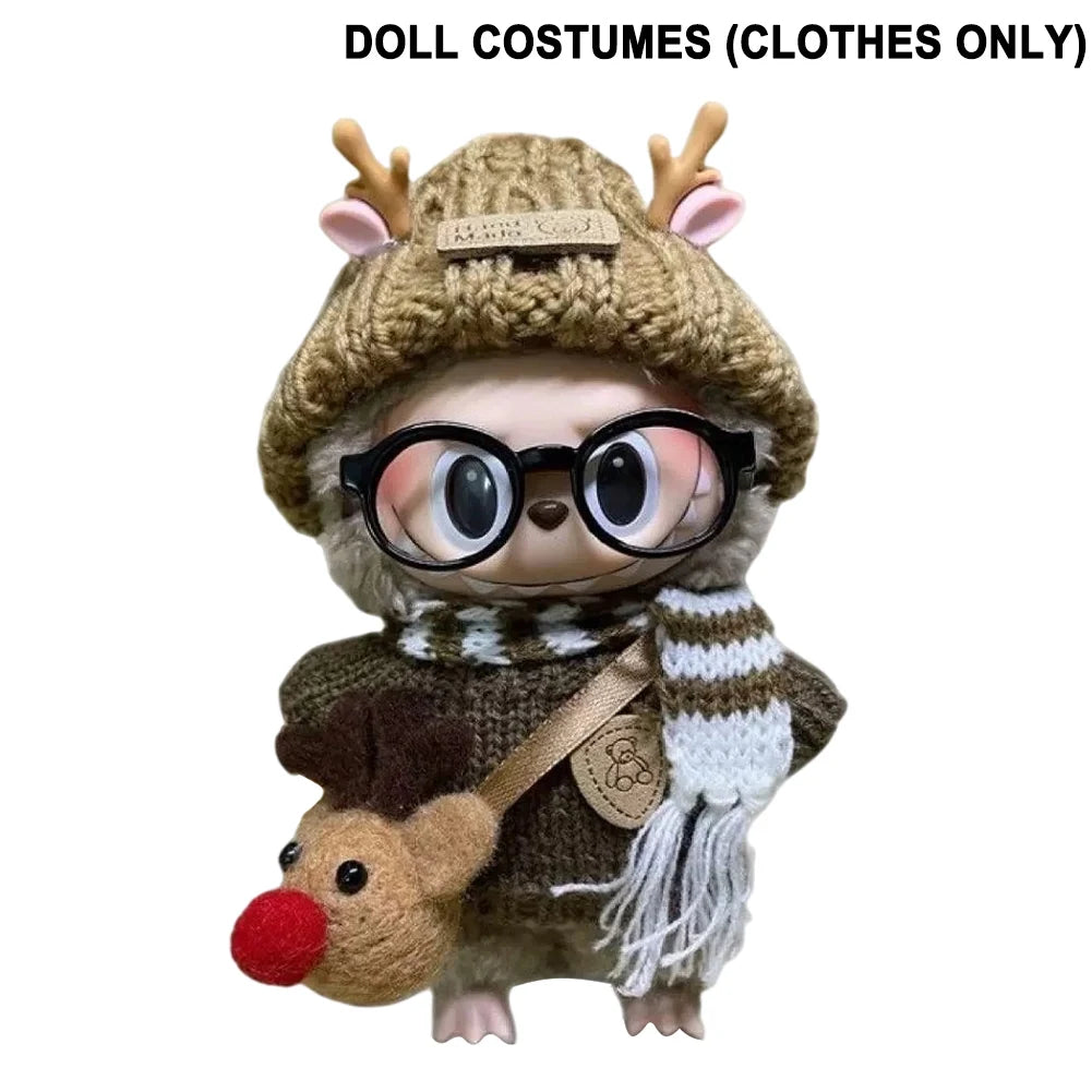 17cm Mini Plush Doll'S Clothes Outfit Accessories For Korea Kpop Exo Labubu Idol V1 V2 Sweater Headband Set Clothing Gift