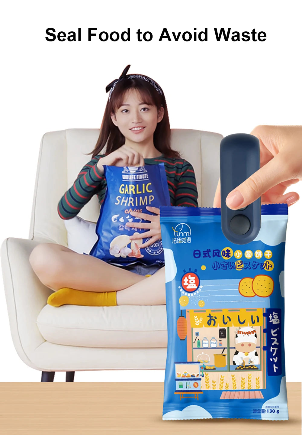 Mini Bag Sealer Portable Handheld Heat Vacuum Sealer Rechargeable 2 in 1 Sealer and Cutter Plastic Bags Snacks Food Storage