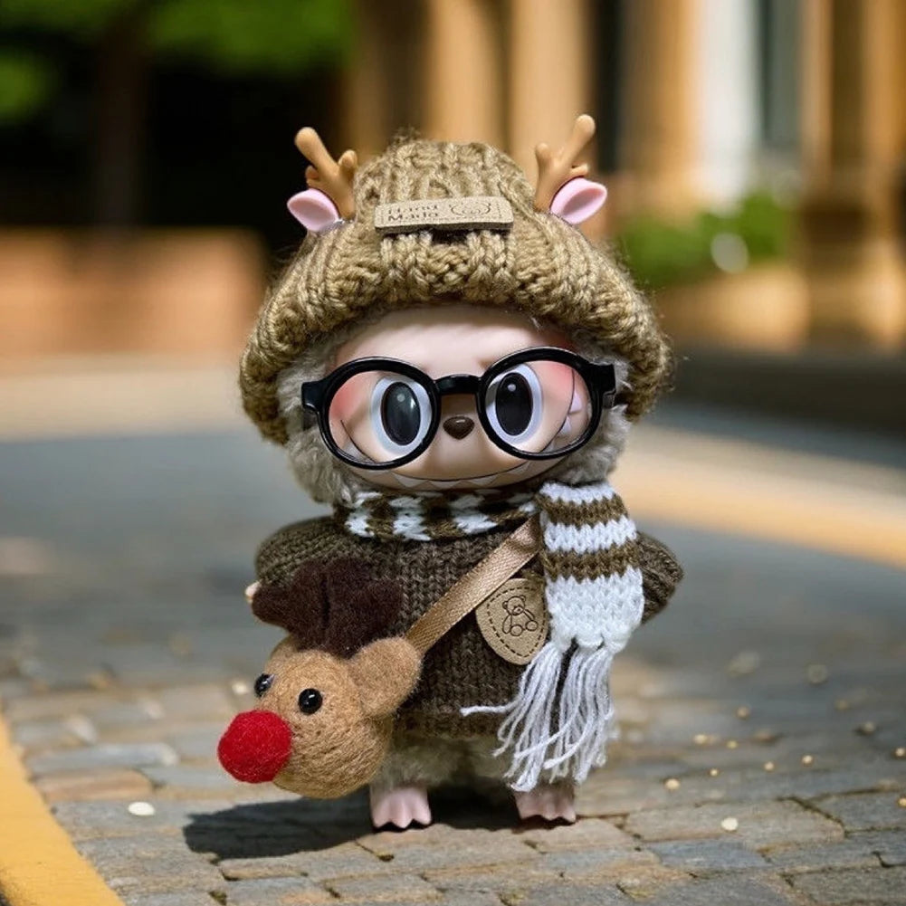 17cm Mini Plush Doll'S Clothes Outfit Accessories For Korea Kpop Exo Labubu Idol V1 V2 Sweater Headband Set Clothing Gift