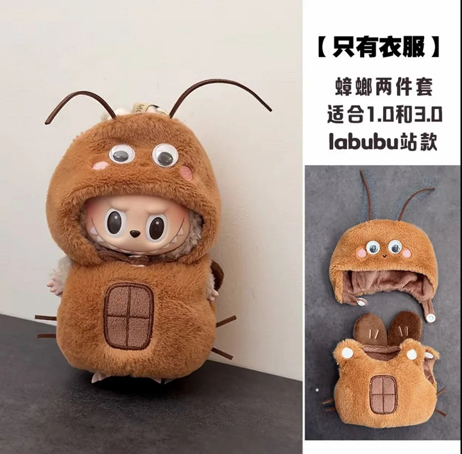 17cm Cute Mini Plush Doll's Clothes Outfit Accessories For Korea Kpop Exo Labubu Idol Dolls Bee/Shark Suit Clothing DIY Kid Gift
