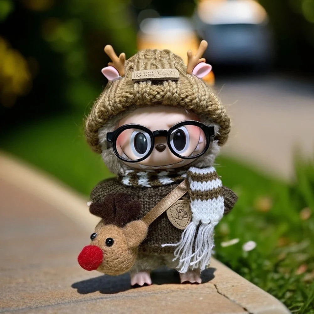 17cm Mini Plush Doll'S Clothes Outfit Accessories For Korea Kpop Exo Labubu Idol V1 V2 Sweater Headband Set Clothing Gift