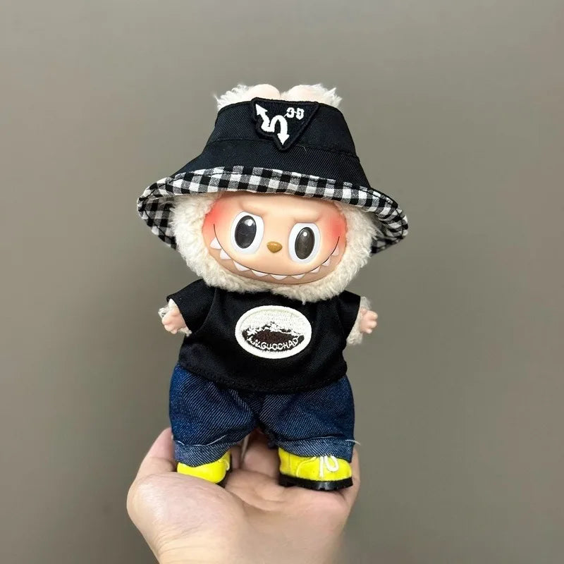 17cm Mini Plush Doll'S Clothes Outfit Accessories For Korea Kpop Exo Labubu I II Idol Dolls sit party overalls Clothing Gift