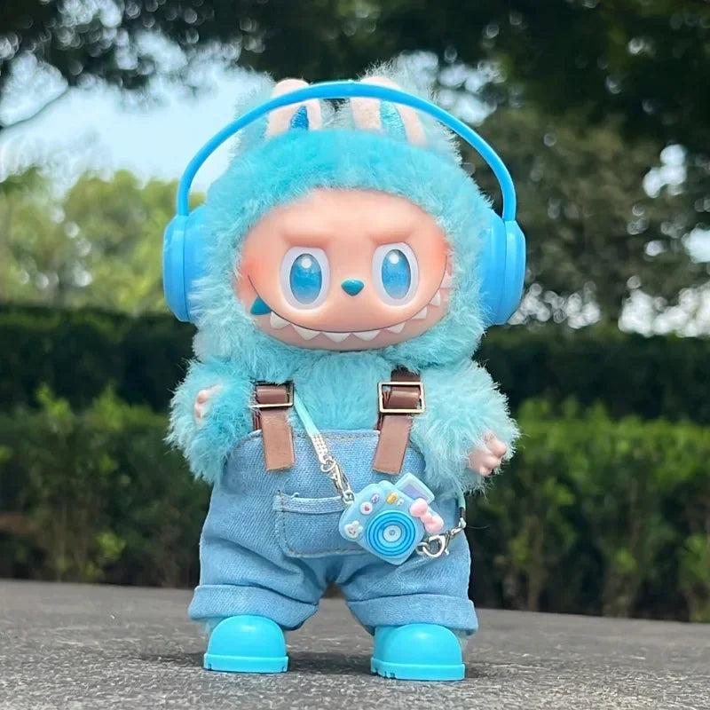 17cm Mini Plush Doll'S Clothes Outfit Accessories For Korea Kpop Exo Labubu Idol Dolls Macaron overalls Clothing Gift