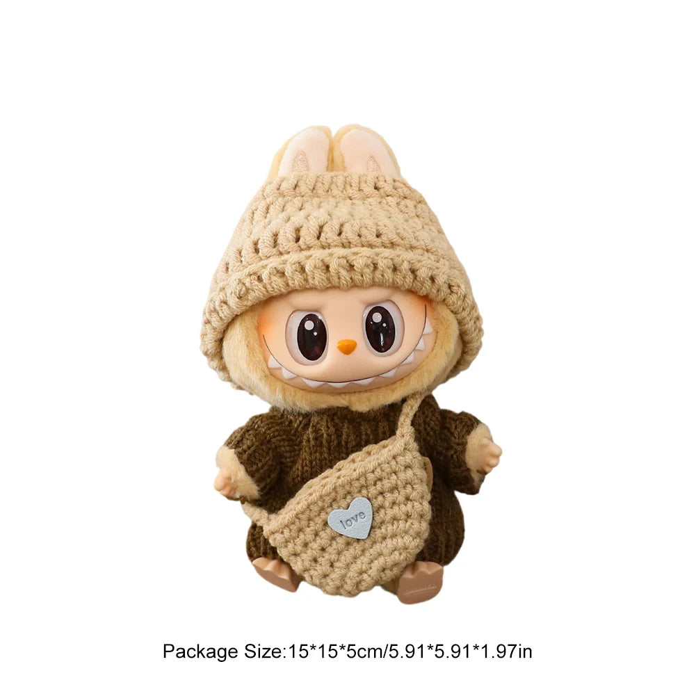 17cm Cute Mini Plush Doll's Clothes Outfit Accessories For Korea Kpop Exo Labubu V1 V2 Idol Doll Sitting Party Clothing DIY Gift
