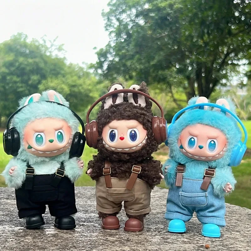 17cm Mini Plush Doll'S Clothes Outfit Accessories For Korea Kpop Exo Labubu Idol Dolls Macaron overalls Clothing Gift