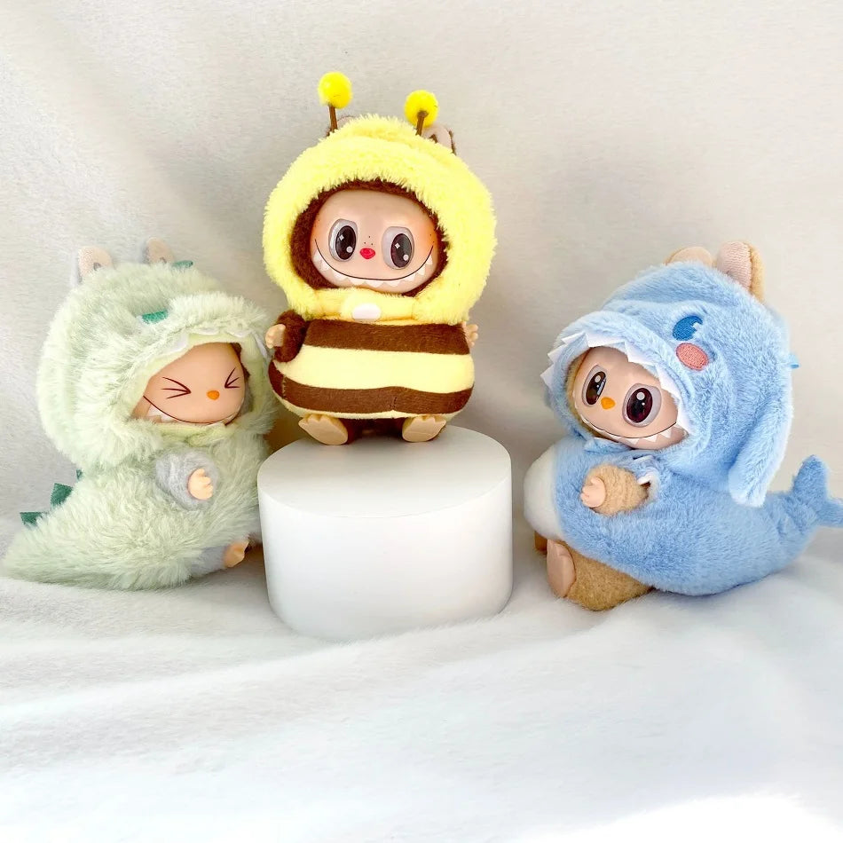 17cm Cute Mini Plush Doll's Clothes Outfit Accessories For Korea Kpop Exo Labubu Idol Dolls Bee/Shark Suit Clothing DIY Kid Gift