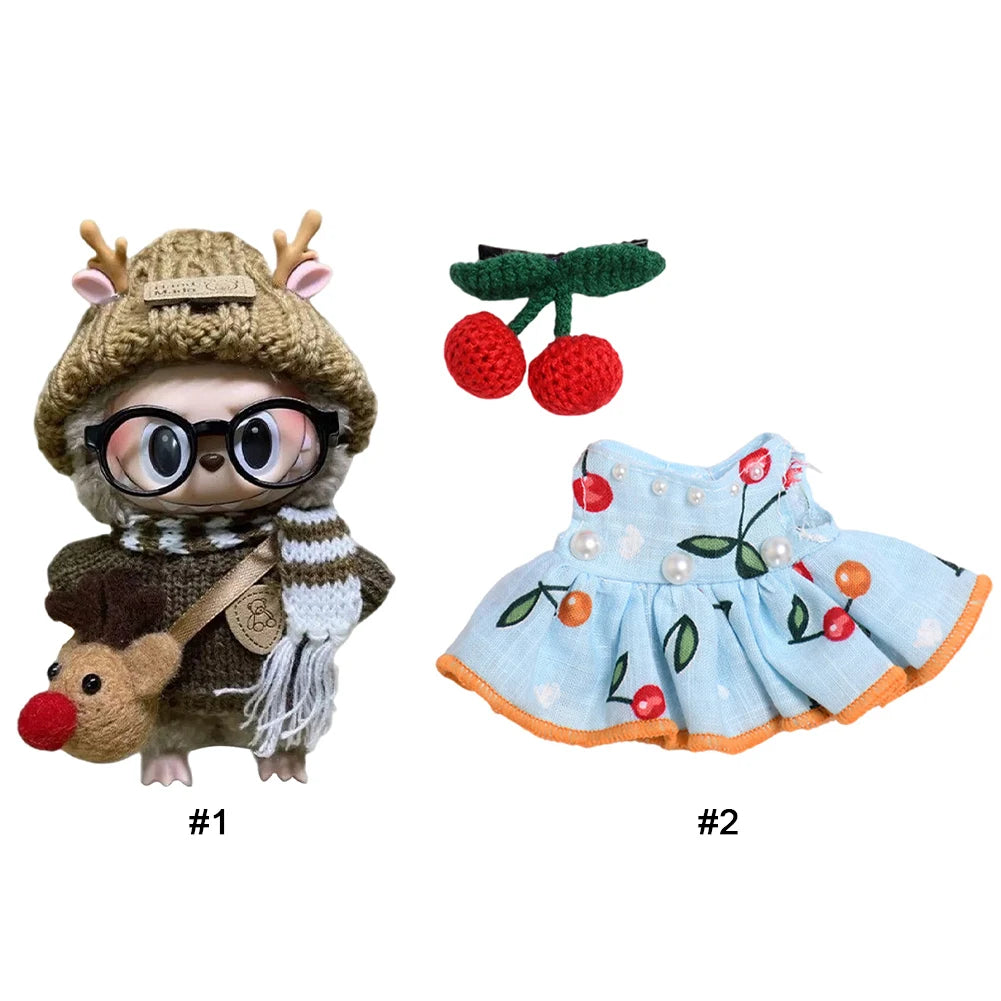 17cm Mini Plush Doll'S Clothes Outfit Accessories For Korea Kpop Exo Labubu Idol V1 V2 Sweater Headband Set Clothing Gift