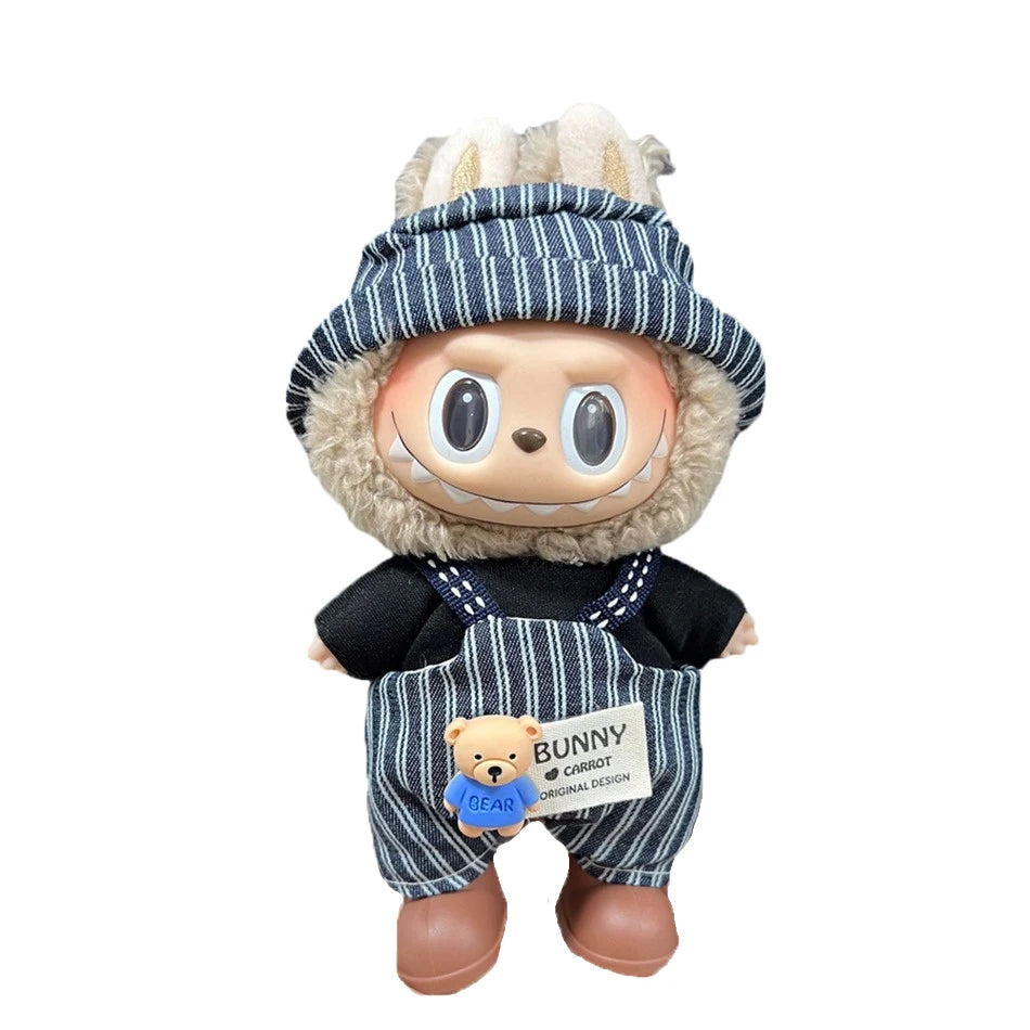17cm Cute Mini Labubu Plush Doll'S Clothes Outfit Accessories For Korea Kpop Exo Idol Dolls Skirt Hat Clothing DIY Kids Gift