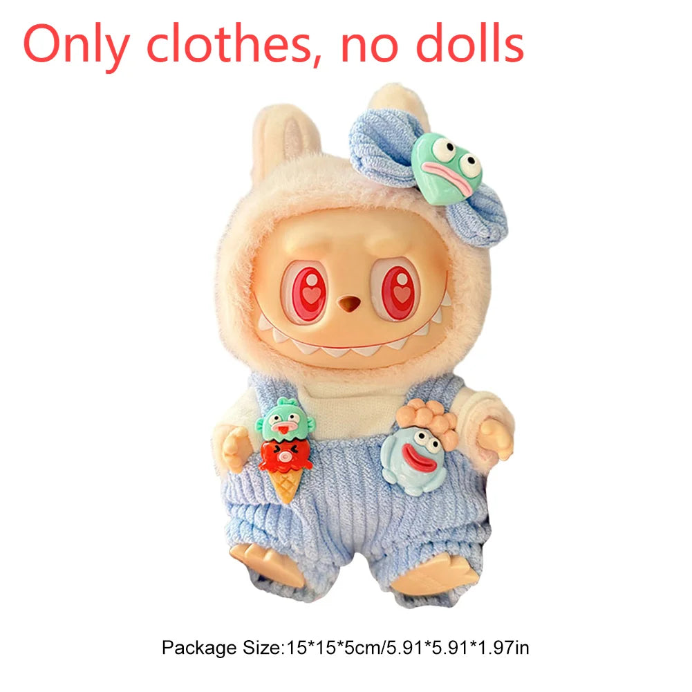 17cm Mini Plush Doll'S Clothes Outfit Accessories For Korea Kpop Exo Labubu I II Idol Dolls sit party overalls Clothing Gift