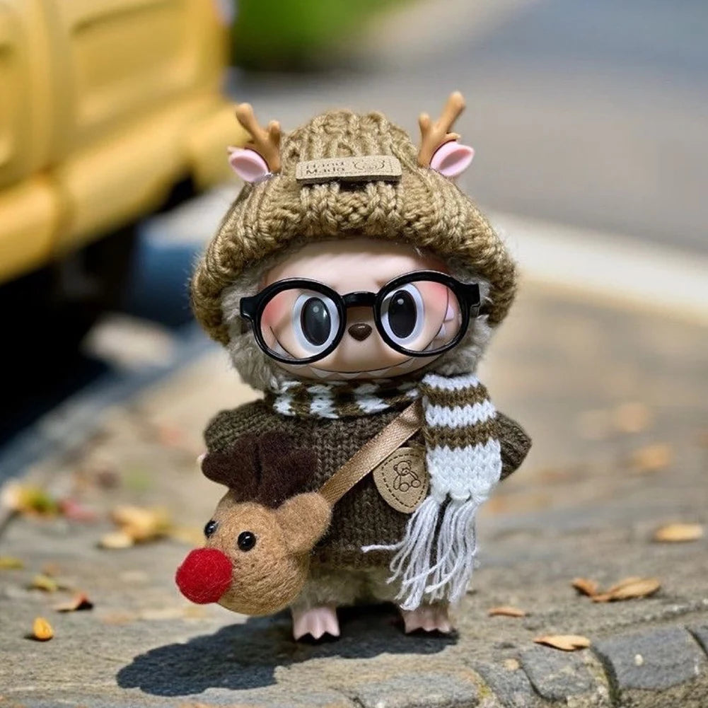 17cm Mini Plush Doll'S Clothes Outfit Accessories For Korea Kpop Exo Labubu Idol V1 V2 Sweater Headband Set Clothing Gift