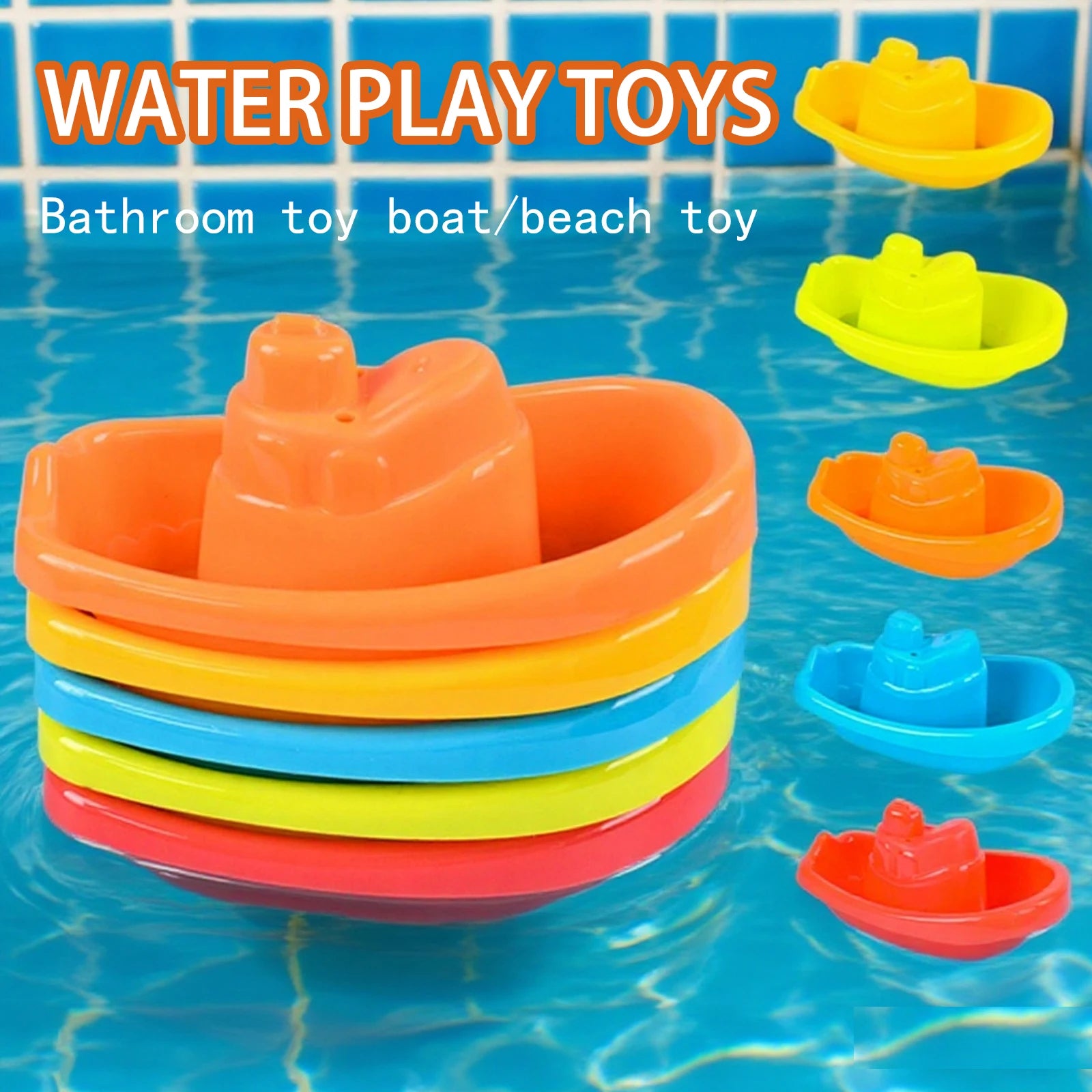 Children'S Bathroom, Bath, Floating Boat, Summer Bath, Toy Bathtub, Swimming, Boys And Girls, Water Play, Stacked Beach Boat