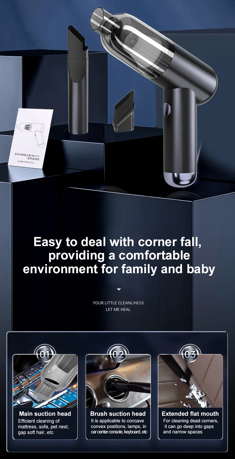 Car Wireless Vacuum Cleaner Handheld High-Power Vacuum Cleaner Portable Portable Small Vacuum Cleaner For Multi Purpose