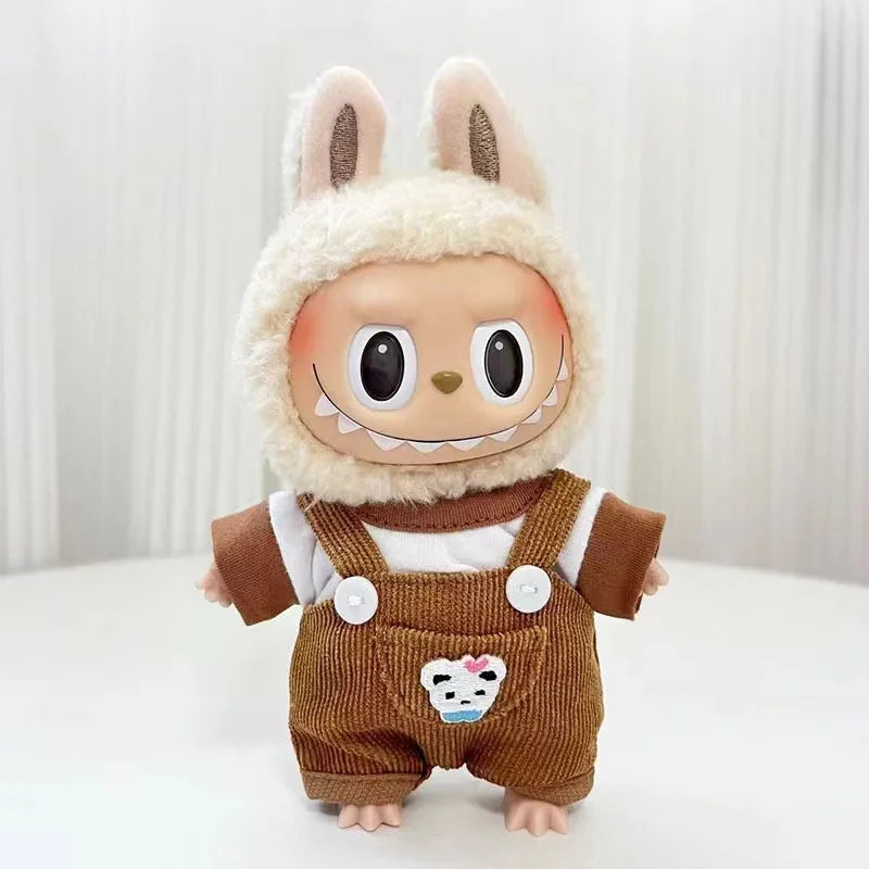17cm Cute Mini Plush Doll'S Clothes Outfit Accessories For Korea Kpop Exo Labubu Idol Dolls donut overalls Clothing DIY Kid Gift