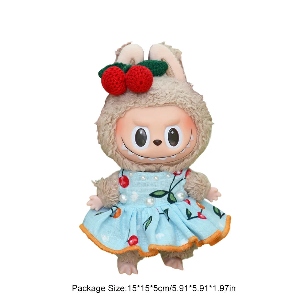 17cm Mini Plush Doll'S Clothes Outfit Accessories For Korea Kpop Exo Labubu I II Idol Dolls sit party overalls Clothing Gift