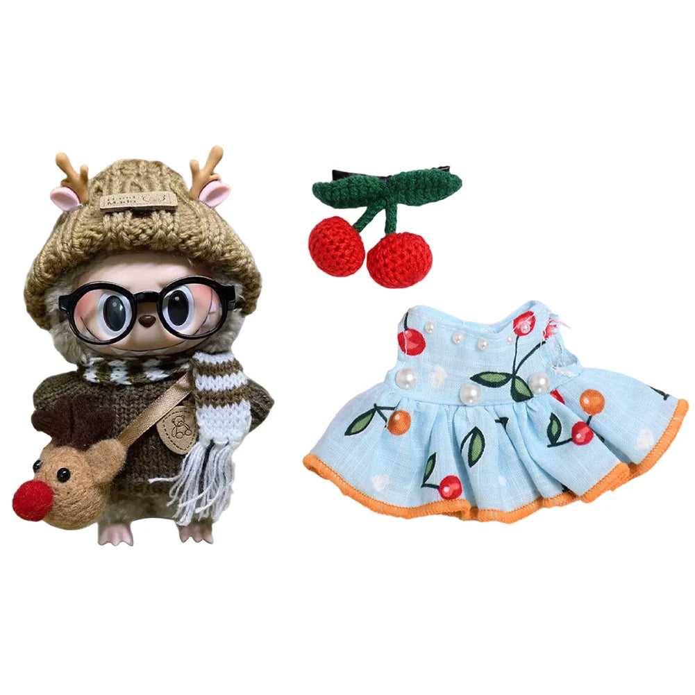17cm Mini Plush Doll'S Clothes Outfit Accessories For Korea Kpop Exo Labubu Idol V1 V2 Sweater Headband Set Clothing Gift